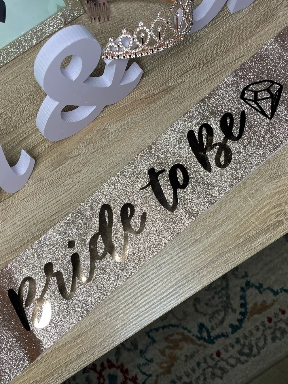 Bride To Be Bundle - Sash, 2 Veils, Crown, 3 Framed Games, Wooden Mr. & Mrs.